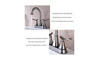 Slickblue 2-Handle 4-Inch Brushed Nickel Bathroom Faucet for Vanity Sinks, Complete with Pop-Up Drain and Supply Hoses