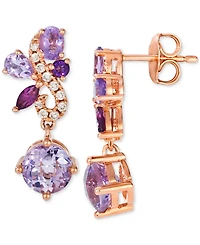 Le Vian Multi-Gemstone (2-3/8 ct. t.w.) & Nude Diamond (1/8 ct. t.w.) Swirl Drop Earrings in 14k Rose Gold