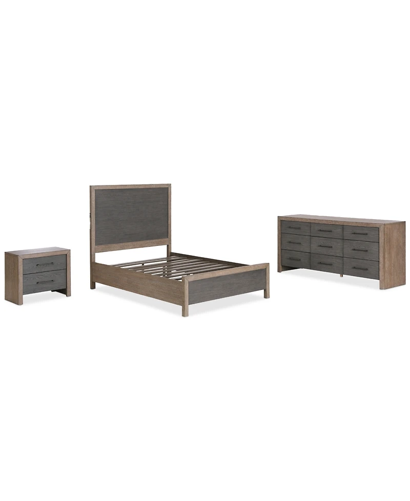 Portmore 3pc California King Set (Panel Bed, Dresser & 2-Drawer Nightstand with soft close drawers), Created for Macy's