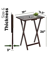 Pj Wood Folding Tv Tray Tables with Compact Storage Rack, Espresso, 5 Piece Set