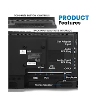 Pyle 15.6 Led Rv Digital Tv with Dvd Combo, Full Hd Flat Screen, 12V/24V Car Adapter