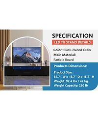 Slickblue Modern Tv Console with Storage, App Control Led Stand, Rgb Lighting, 31 Modes for 80'' TVs