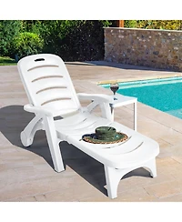 Sugift 5 Position Adjustable Folding Lounger Chaise Chair on Wheels