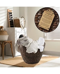 Casafield Large Laundry Boat Basket with Handles - Espresso, Woven Water Hyacinth Storage Tote for Blankets, Bathroom, Bedroom, Living Room