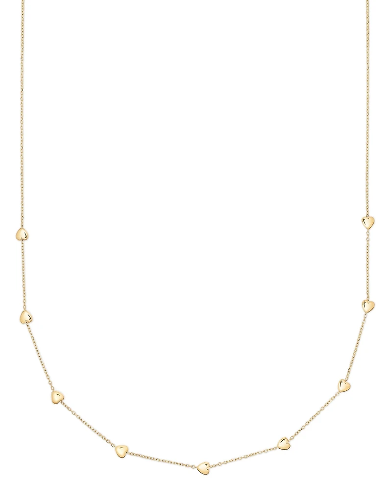 Macy's Polished Puffed Heart 18" Station Necklace in 10k Yellow Gold