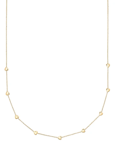 Macy's Polished Puffed Heart 18" Station Necklace in 10k Yellow Gold