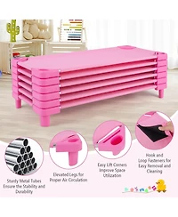 Pack of 6 Kids Stackable Naptime Cot 52" L x 23" W Daycare Rest Mat