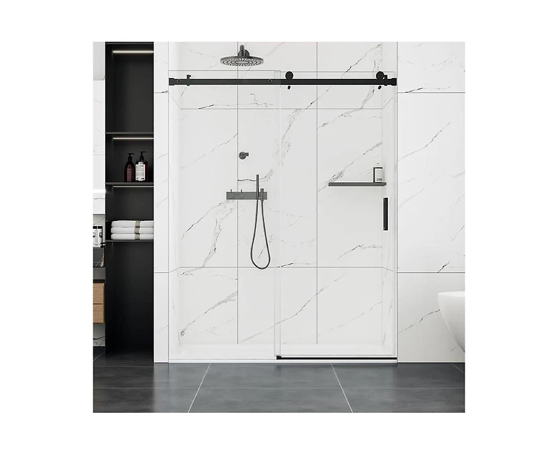 gaomon Shower Door, 56-60" W × 76" H Frameless Sliding Shower Door,Waterproof Glass Shower Door with Stainless Steel Handle and Seal Strip