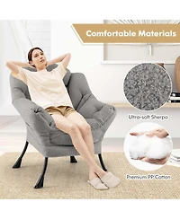 Large Lazy Chair with Cozy Head Pillow Stylish Tufted Back & Seat Armrests