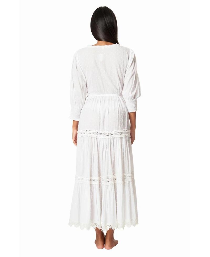 La Moda Clothing Women's Maxi White Wrap Dress