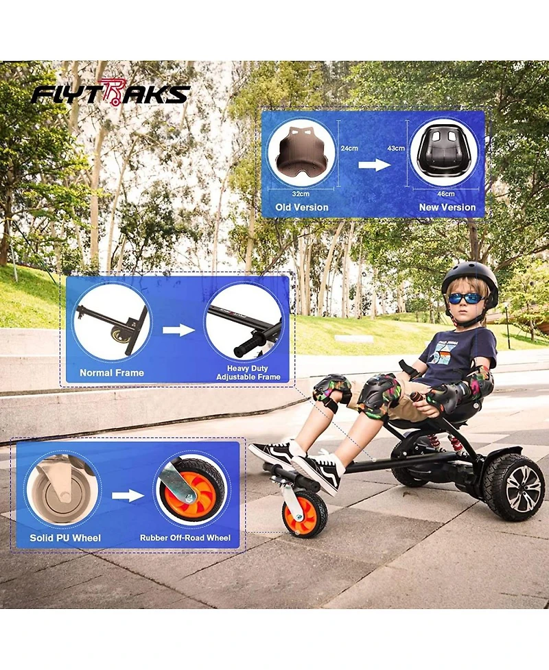Gyroor K2 Hoverboard Go Kart Attachment for Kids & Adults, Adjustable Frame Length Hoverboard Seat Attachment for 6.5" 8" 10" Hoverboard Self Balancin