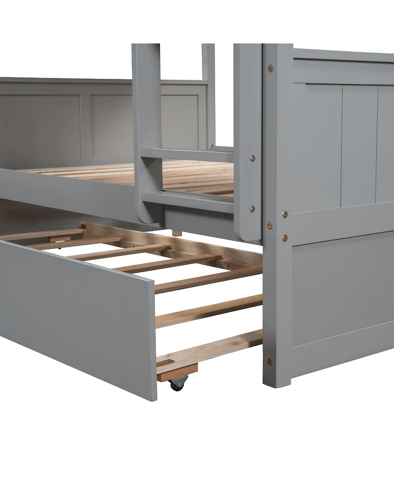 Streamdale Full Over Bunk Bed With Twin Trundle, Walnut