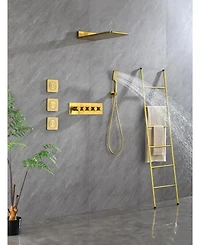 Wall Mounted Waterfall Rain Shower System With 3 Body Sprays & Handheld Shower