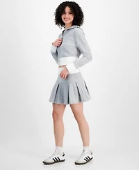 Madden Girl Juniors Zip Up Hoodie Pleated Mini Sweat Skirt