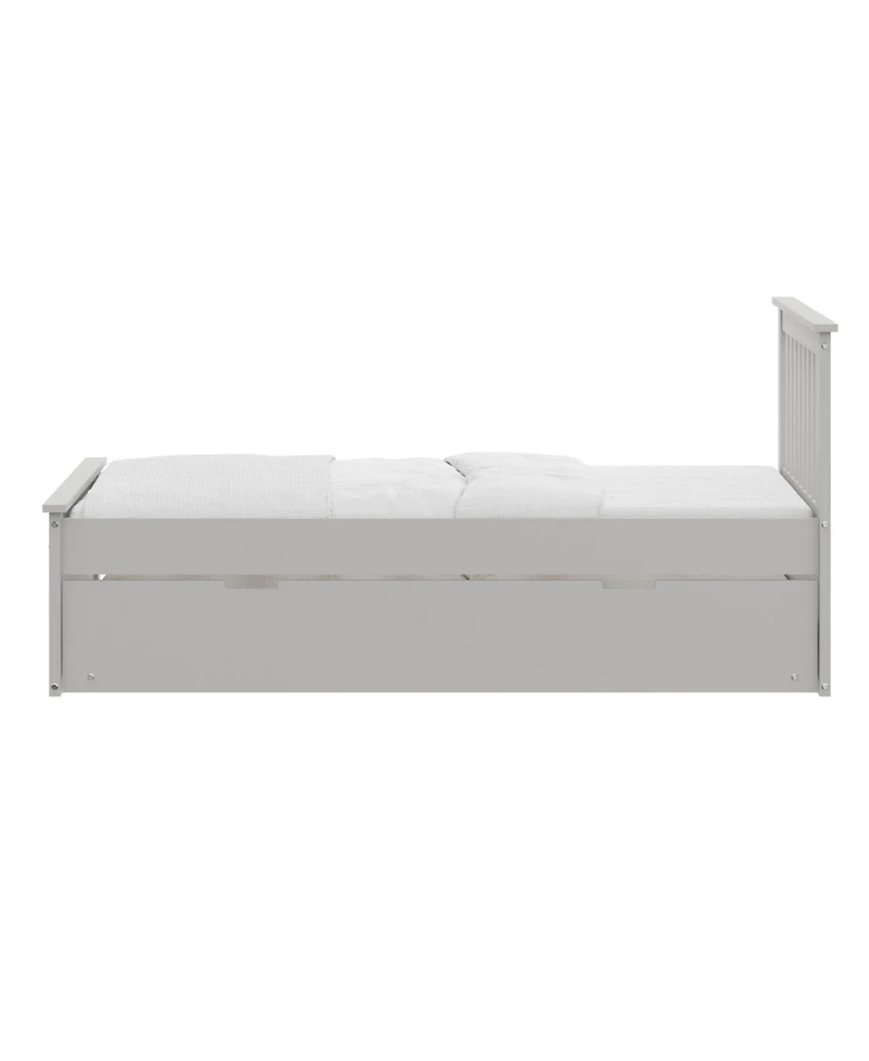 Streamdale Solid Wood Twin Bed with Trundle for Kids