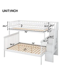 Streamdale Twin Over Full Stairway Bunk Bed With Storage