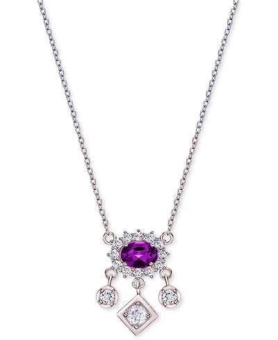 Gemstone (1 ct. t.w.) & White Topaz (5/8 Pendant Necklace Sterling Silver or 10k Gold-Plated Silver, 18"
