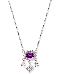 Gemstone (1 ct. t.w.) & White Topaz (5/8 Pendant Necklace Sterling Silver or 10k Gold-Plated Silver, 18"