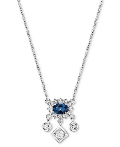 Gemstone (1 ct. t.w.) & White Topaz (5/8 Pendant Necklace Sterling Silver or 10k Gold-Plated Silver, 18"