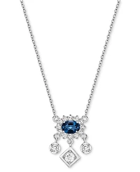 Gemstone (1 ct. t.w.) & White Topaz (5/8 Pendant Necklace Sterling Silver or 10k Gold-Plated Silver, 18"