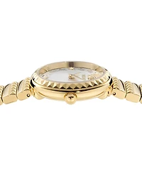 Versace Women's Swiss Greca Goddess Gold Ion Plated Studded Bracelet Watch 28mm