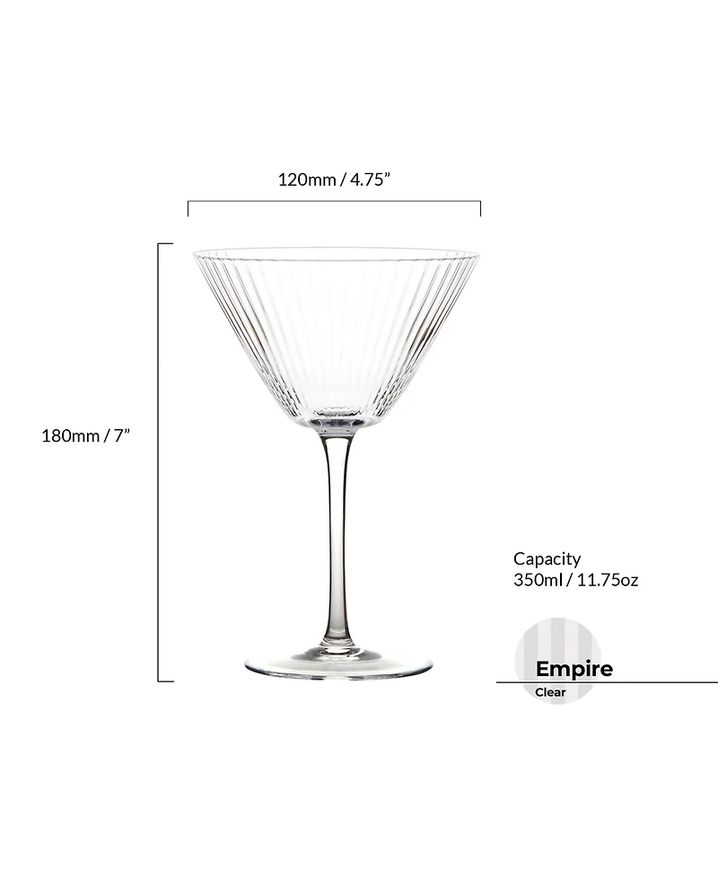 Anton Studio Designs Empire Clear Cocktail Glasses, Set of 2
