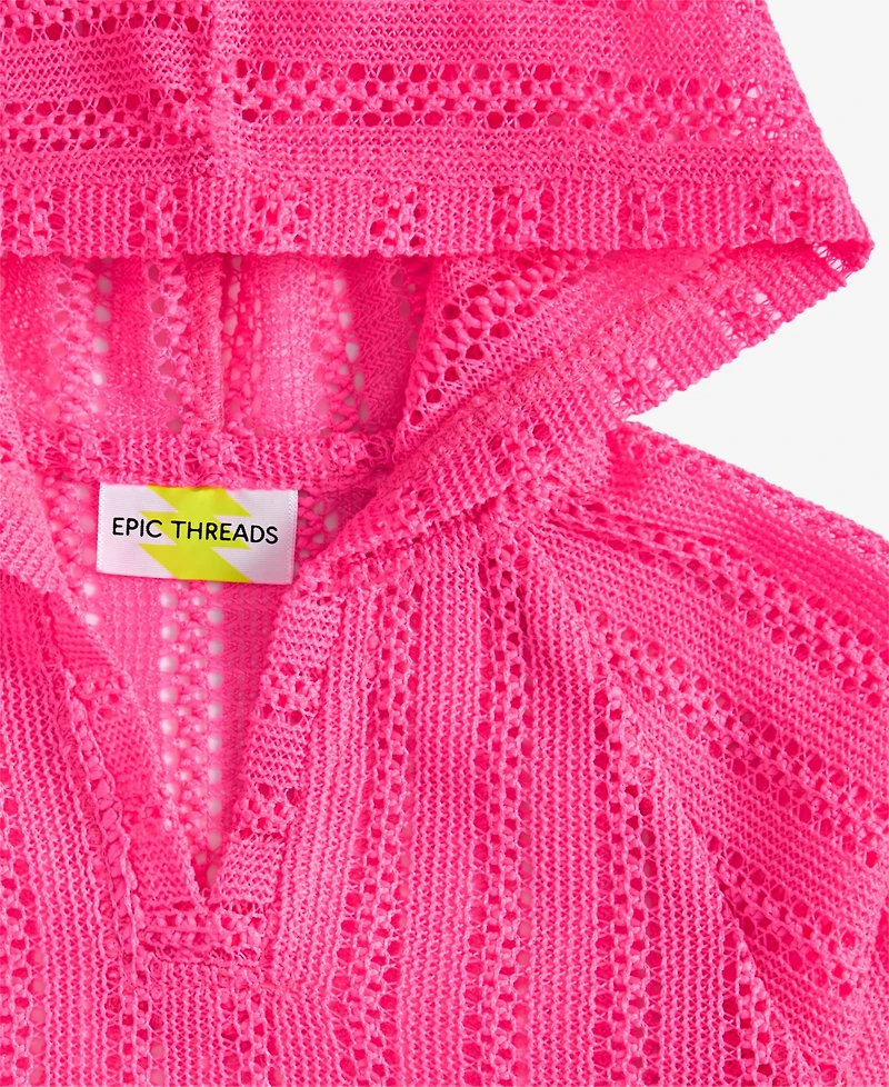 Epic Threads Toddler And Little Girls Long-Sleeve Hooded Mesh Swim Cover-Up, Exclusively at Macy's