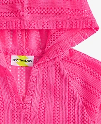 Epic Threads Toddler And Little Girls Long-Sleeve Hooded Mesh Swim Cover-Up, Exclusively at Macy's