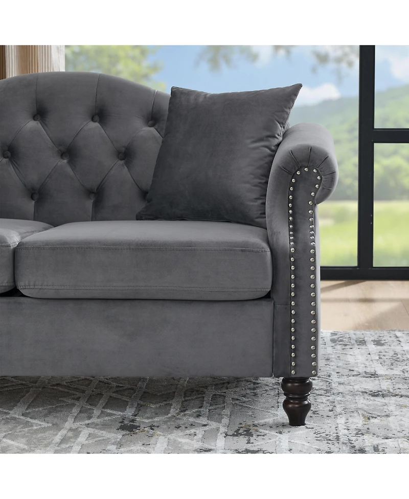 Streamdale Furniture 3-seater + 3-seater Combination sofa.Grey Velvet W834S00064