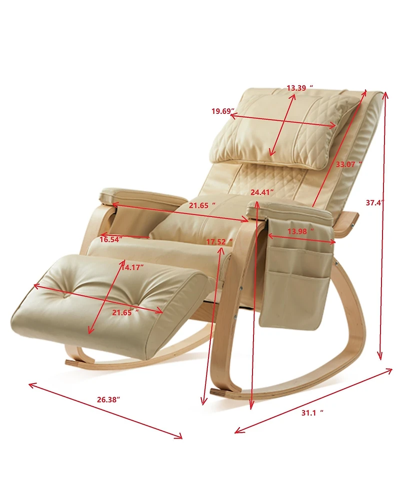 Streamdale Massage Comfortable Relax Rocking Chair Cream White