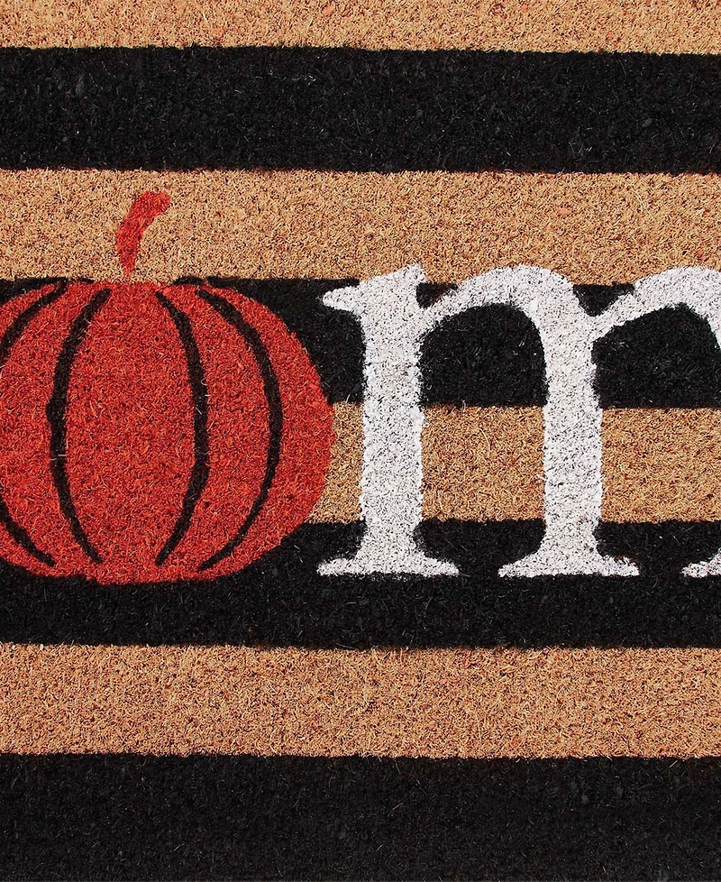 Vcny Home Pumpkin Stripe Halloween Coir Outdoor Doormat, 18" x 30"