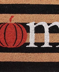 Vcny Home Pumpkin Stripe Halloween Coir Outdoor Doormat, 18" x 30"