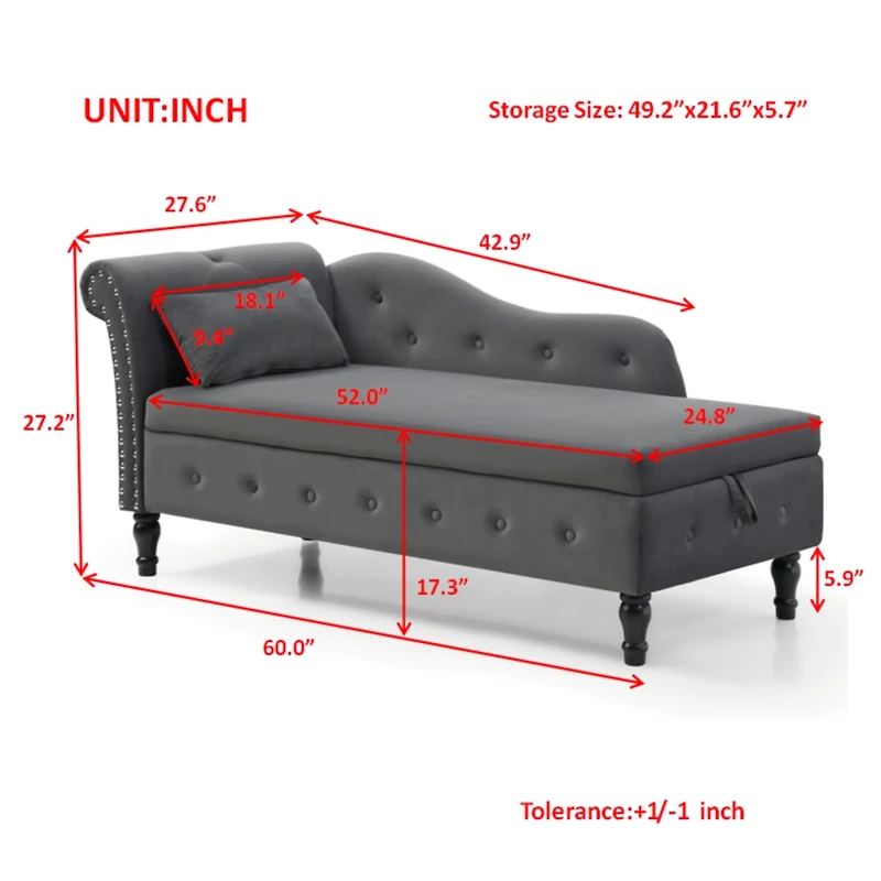 Streamdale Tufted Multifunctional Velvet Chaise Lounge