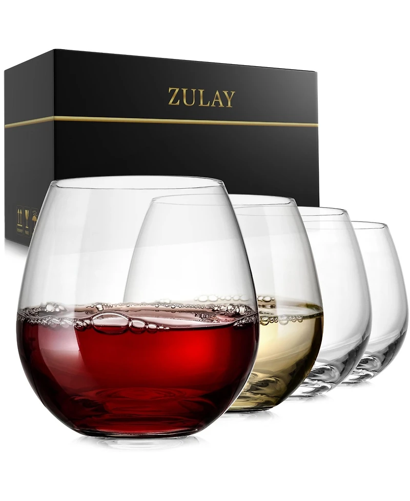 Zulay Kitchen 4 Piece Stemless Wine Glasses Set