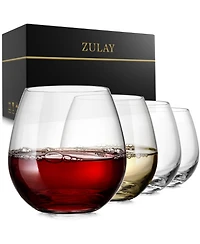 Zulay Kitchen 4 Piece Stemless Wine Glasses Set