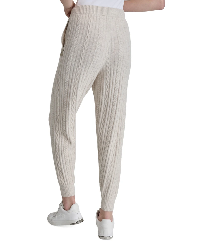 Dkny Sport Women's Drawstring Cable Knit Joggers