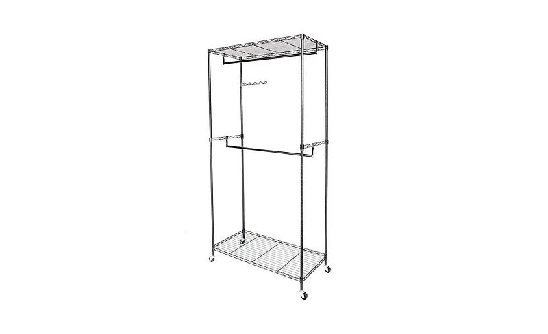 Portable Garment Rack with Hanging Rods and Shelves – Closet Organizer for Space-Saving Storage