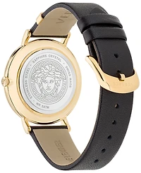Versace Women's Swiss Black Leather Strap Watch 38mm