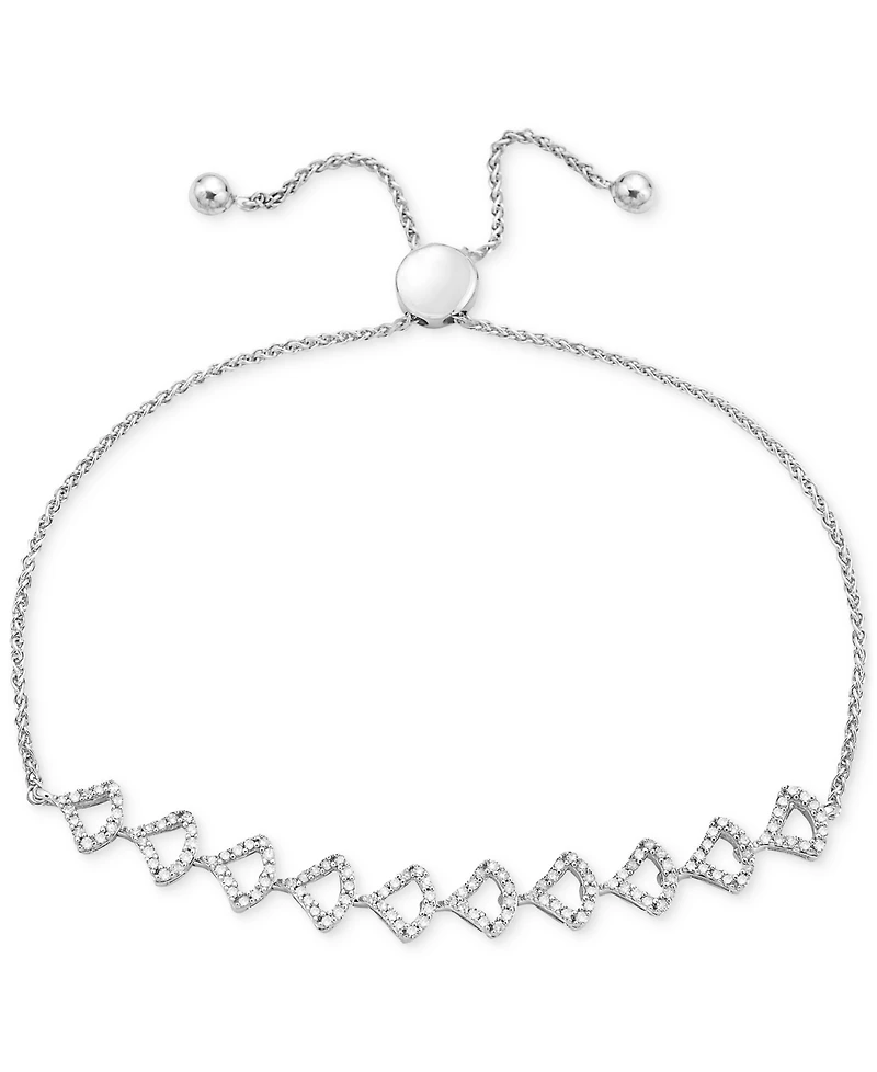Diamond Openwork Curved Link Bolo Bracelet (1/2 ct. t.w.) in 10k White Gold