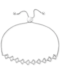 Diamond Openwork Curved Link Bolo Bracelet (1/2 ct. t.w.) in 10k White Gold