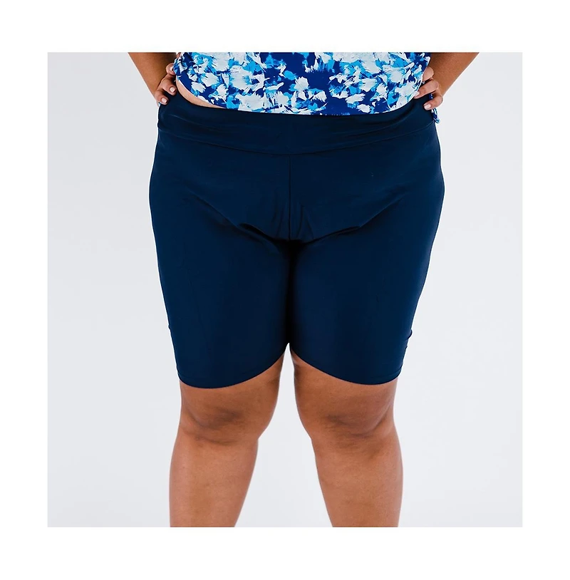 Calypsa Plus Maya Tankini Swim Top With Built-in Bra and High Waisted Long Bike Shorts