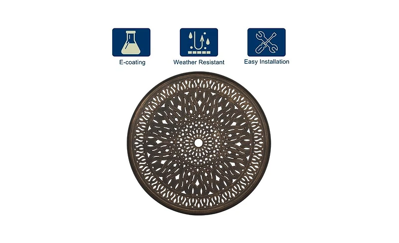 Slickblue Round Top Courtyard Cast Aluminum Table – Bronze