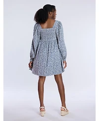 Motherhood Maternity Smocked Babydoll Long Sleeve Mini Dress
