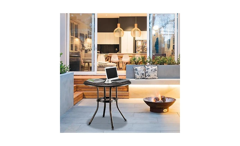 Slickblue 32-Inch Outdoor Cast Aluminum Round Dining Table