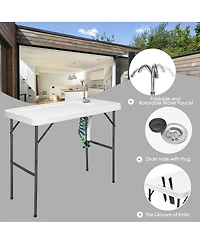 Sugift Folding Cleaning Sink Faucet Cutting Camping Table with Sprayer