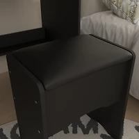 Homsee Grey Wood Silding Led Mirror Makeup Vanity Sets Dresser Table With Storage Shelves, 4-Drawers and Stool