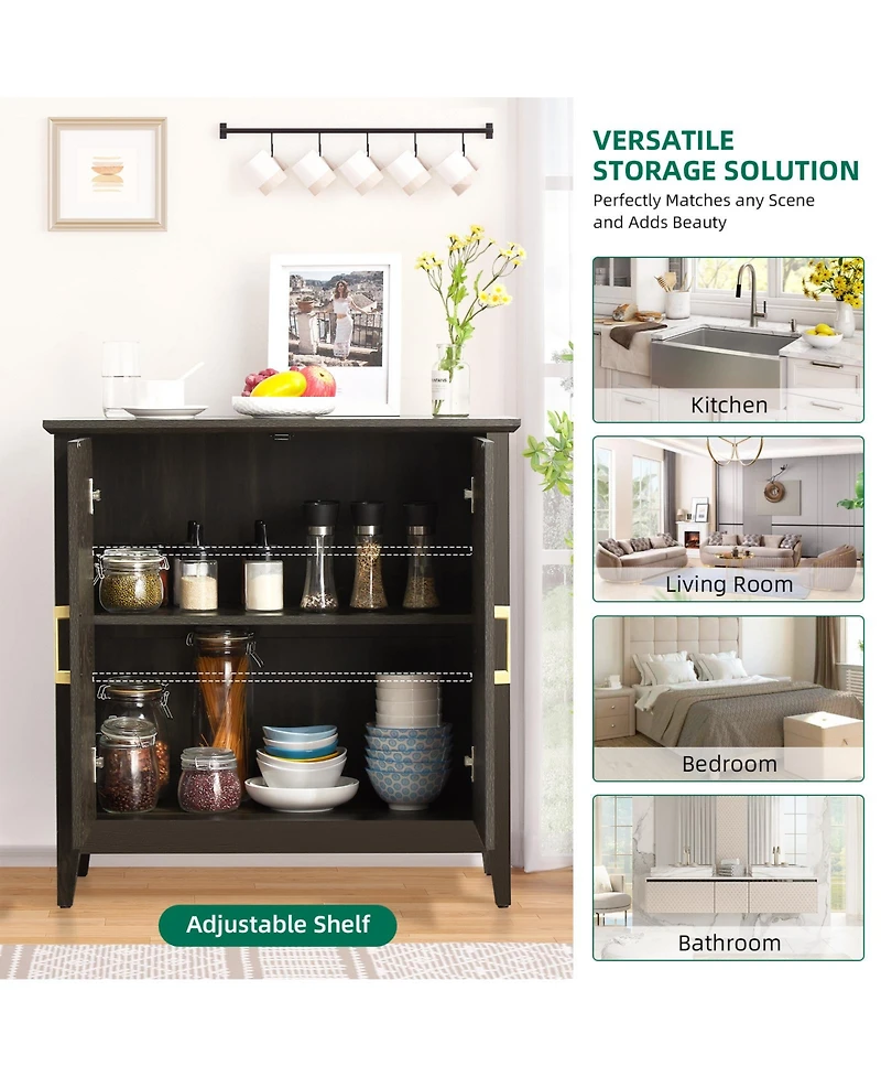 gaomon Farmhouse Sideboard Buffet Storage Cabinet – 2-Door Coffee Bar Cabinet With Adjustable Shelf, Accent Cabinet For Kitchen And Living Room