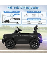 Costway 12V Licensed Ford Ranger Kids Ride on Car with Remote Control Storage Basket