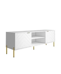 Unique Herringbone Design Multifunctional Tv Stand With Led Light