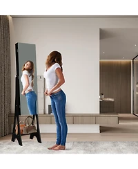Sugift Freestanding Jewelry Cabinet Armoire Organizer with Bevel Edge Mirror